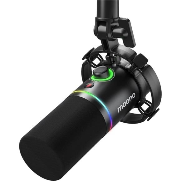 XLR/USB Dynamic Microphone, RGB Podcast Mic with Software for Streaming, Gaming
